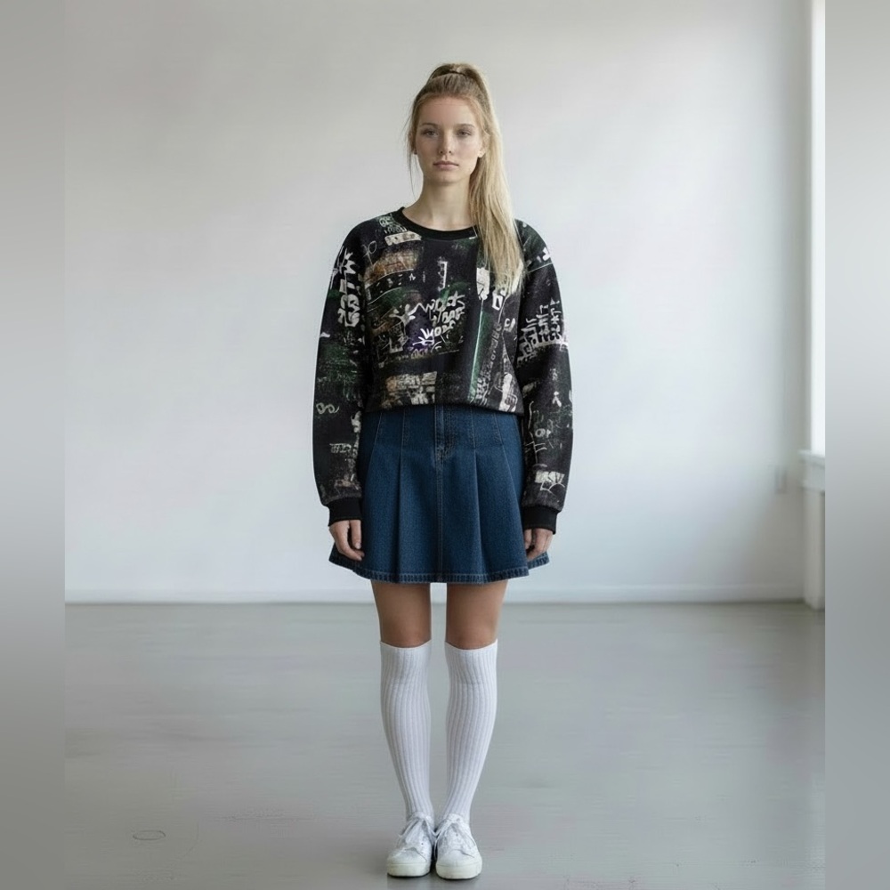 MM6 Maison Martin Margiela Black and Green Graphic Top